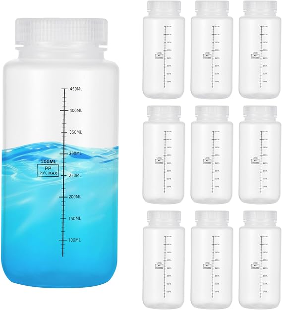PATIKIL Plastic Sample Bottles with Screw Cap, 17 oz 500ml, Clear, 12Pcs