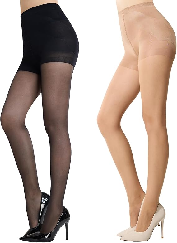 MANZI Women's Tummy Control Tights 20D Transparent Shaping Tights High Waist Figure-Shaping Support Tights