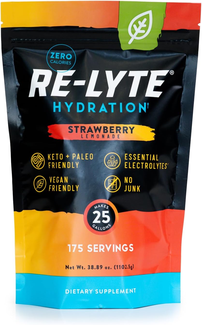 REDMOND Re-Lyte Hydration Electrolyte Powder Bulk Pouch 175 ServingsStrawberry Lemonade