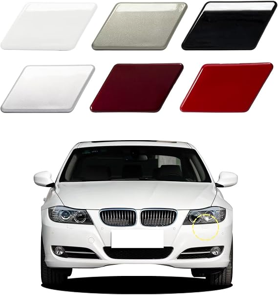車用フロントバンパー ヘッドライトウォッシャーカバー Bmw 3シリーズ E90 E91 2009 2010 2011に対応 ヘッドライトウォッシャーノズルカバー 61677211209 61677211210 ウォータースプレーカバー ブラック 左