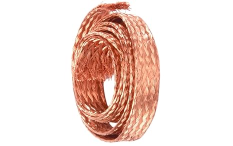 Flat Copper Braid Ground Strap, 1 Meter, Flexible Grounding Wire for Bonding and Electrical Connections(4 square)