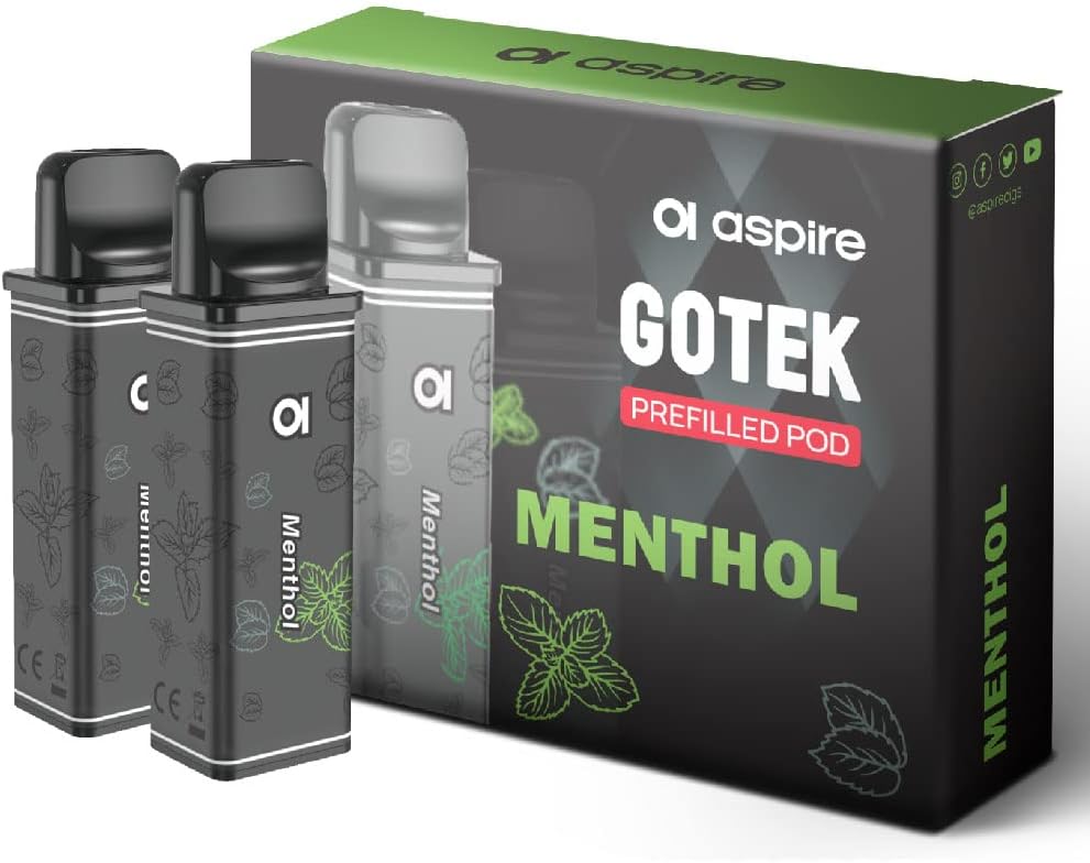 ASPIRE GOTEK XS PRO Replacement POD Pre-filled Cartridges Set of 2 Aspire Genuine Resistance 0.8ohm Pre-filled Pod Menthol