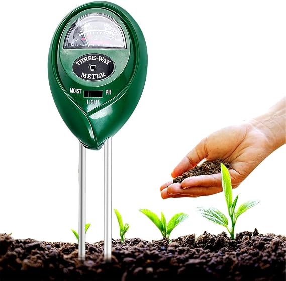 3-in-1 Soil Moisture Meter, Dual Probe Technology Soil Tester, PH/Moisture/Light, for Plant Soil, Garden, Farm, Lawn, Vegetable Garden, No Batteries Needed