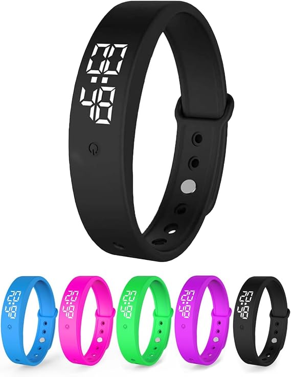 Vibrating Alarm Clock Watch for Heavy Sleepers Silent Wake Up Bracelet with Strong Vibration Wearable Digital Wrist Wristband Alarm Non-Audible Sleep Portable Watch for Men Women(Black)
