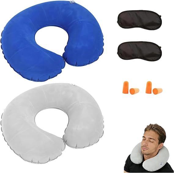 Inflatable Neck Pillow For Travel, 2PCS Inflatable Travel Pillow