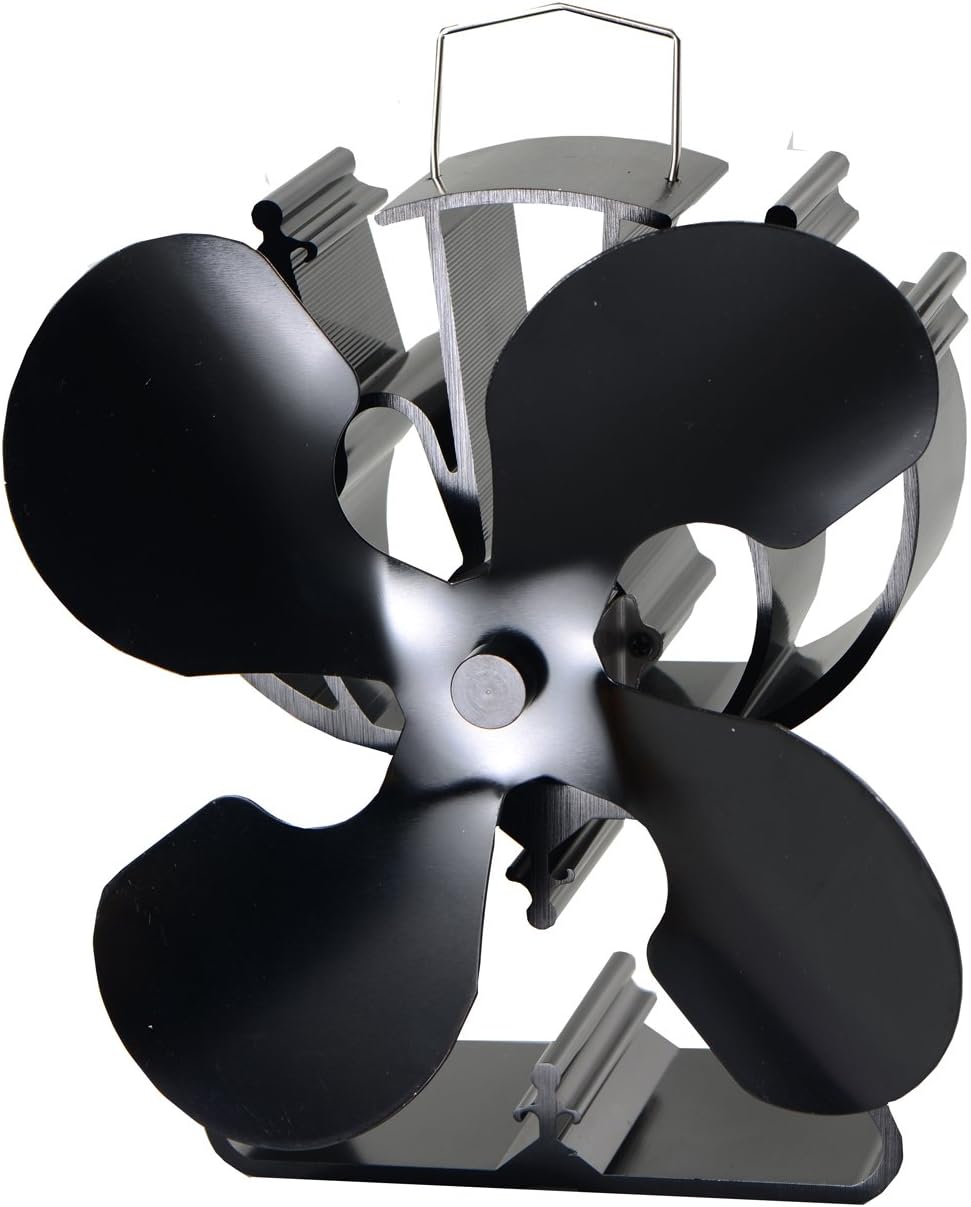 4-Blade Heat Powered Stove Fan for Wood  Log BurnerFireplace increases 80% more warm air than 2 blade fan- Eco Friendly