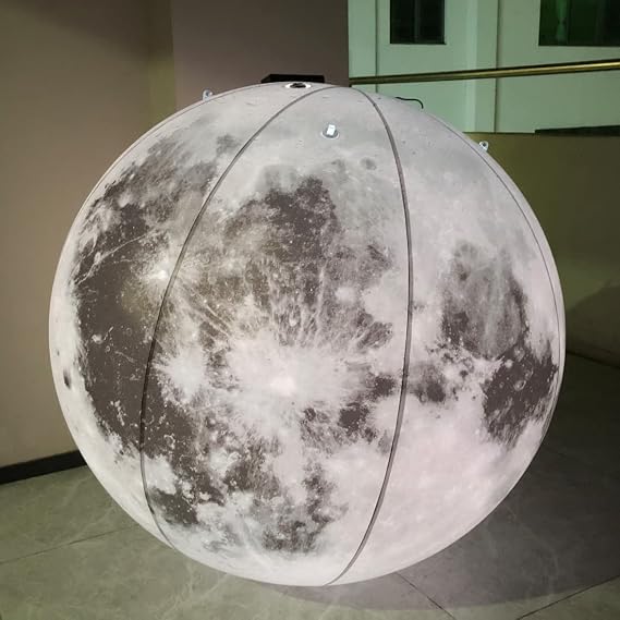 Inflatable Planets Solar System - 9 Planets + Sun and Moon, Space Theme Party Decoration, Durable PVC, RGB Lights, for Education and Large Events (1m Dia, Unisex, Ages 8+)