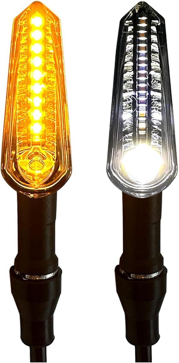 E-Mark LED Sequential Motorcycle Indicator Mini Turn Signal Light Vehicle Inspection DC12V IP67 Waterproof DRL Universal (YE/WH)