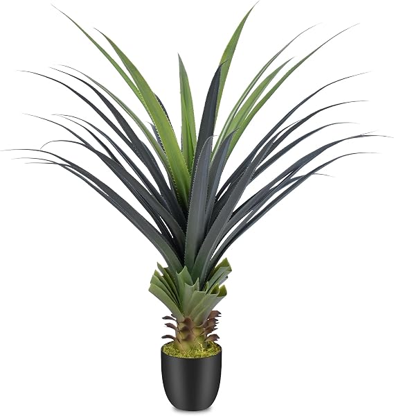 4FT Artificial Spiked Agave Plants, Artificial Plants Outdoor UV Resistant, 115cm Small Artificial Plants Indoor Perfect for Front Porch, Patio, Home, Office Decor