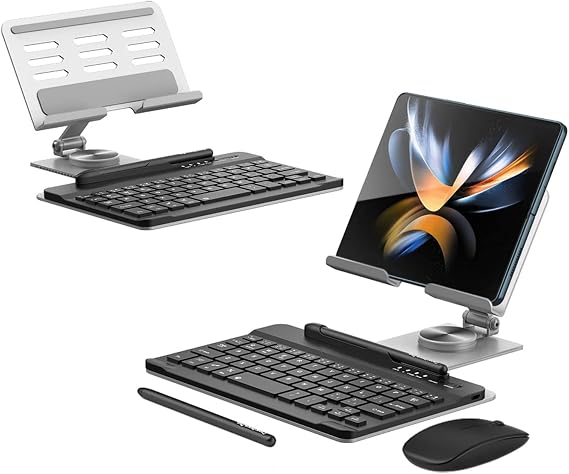 Keyboard for Tablets + Foldable Stand + Mouse + Pen,Universal Holder for Samsung Tabs/Apple iPads/Huawei MediaPads/Xiaomi Pads/Lenovo Tabs/OnePlus Pad/vivo Pad(2)