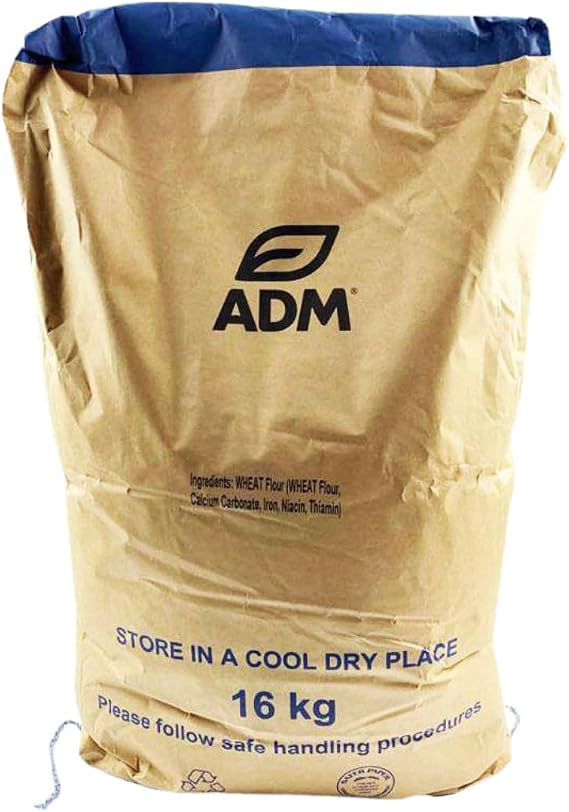Plain Flour 16kg - ADM - Fortified Unbleached Wheat Flour for Baking Bread, Cakes, Pastries and Biscuits - Finely Milled Culinary Staple for Commercial and Home Kitchens