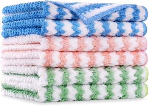 Vicloon Microfiber Cleaning Cloths, 6Pcs Super Absorbent Microfibre Cleaning Cloth Reusable Microfiber Dish Cloths Multipurpose Cleaning Towels for House,Kitchen, Size 25 x 25 cm