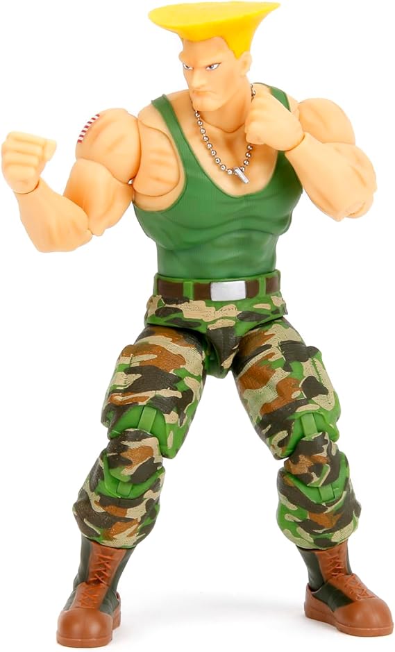 Jada Toys Street Fighter II Guile Action Figure 1:12 Scale, 15.24 cm Tall, Interchangeable Heads, Hands and Accessories