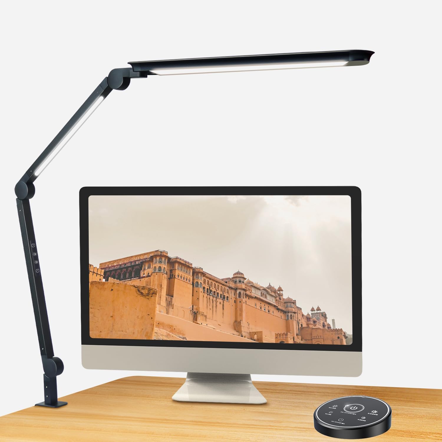 Desk Light LED Wireless Remote Control・Double Light Source・Environmental Auxiliary Light・Independent Control 4 Tone Levels Dimmable & Color Control Electric Stand 15W・PSE Certified Clamp