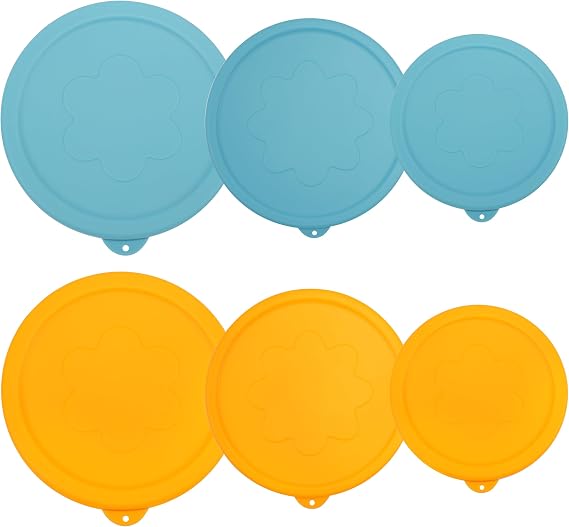 1 Cup 2 Cup 4 Cup Round Silicone Replacement Lids for Pyrex 7202-PC, 7200-PC, 7201-PC Glass Bowls, 6 Pack, Microwave & Dishwasher & Freezer Safe (Container not Included)