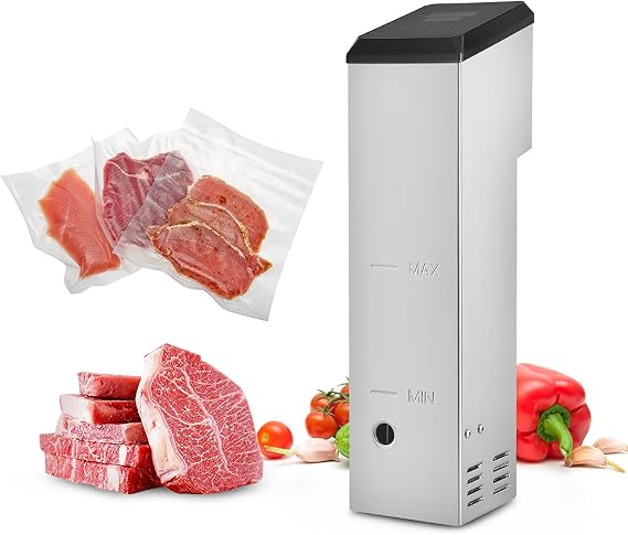 Kitchen Machine for Sous Vide Cooking - Commercial Immersion Circulator Slow Cooker for Low Temperature Food Processing with Full Accessories and Recipes - 1200W