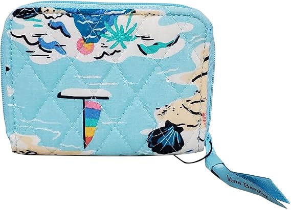 Vera Bradley RFID Small Zip Around Wallet, Beach Treasure, One size