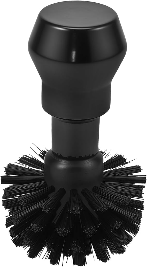 Coffee Portafilter Cleaning Brush,10x6cm Espresso Machine Portafilter Brush with Wooden Handle,Washable Plastic Bristles for 58mm Portafilters Basket(Black)