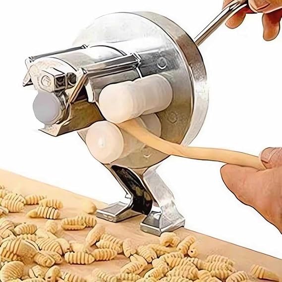 Manual Maker Machine, Stainless Steel Macaroni Maker with Rollers, Macaroni Noodle Pasta Press Machine for Spaghetti Fettucini, Gnocchi, Orecchiette