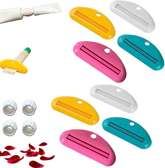 Toothpaste Refill Adapter, Refillable Toothpaste Tubes, Universal Toothpastes Tube Squeezer, Travel Size Squeezer Transfer Tool for Bathroom and Travel Essentials (8pcs)