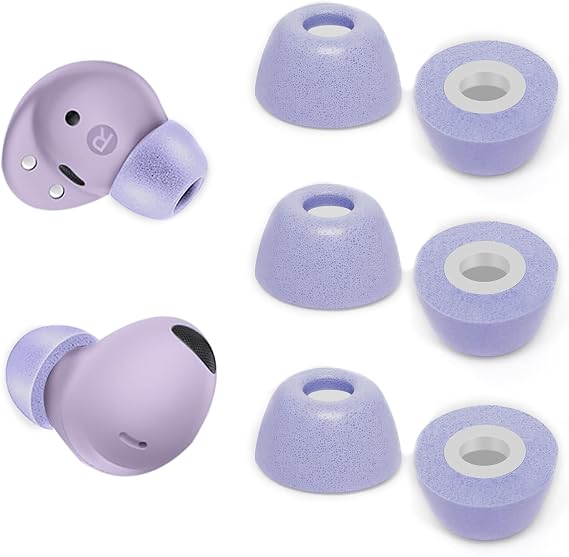Memory Foam Ear Tips for Samsung Galaxy Buds2 Pro, Replacement Buds Eartips Fit in Case(Violet, M)