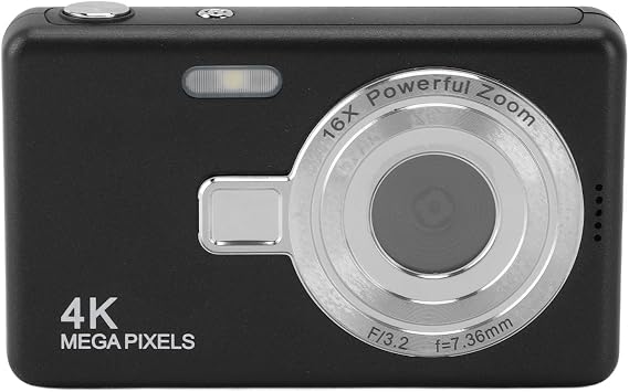 12-MP-Digitalkamera 1080P-Autofokus-Vlogging-Kamera mit 16-fachem Digitalzoom 24-Zoll-TFT-Bildschirm für Kompakte Tragbare Point-and-Shoot-Kameras für (Black)