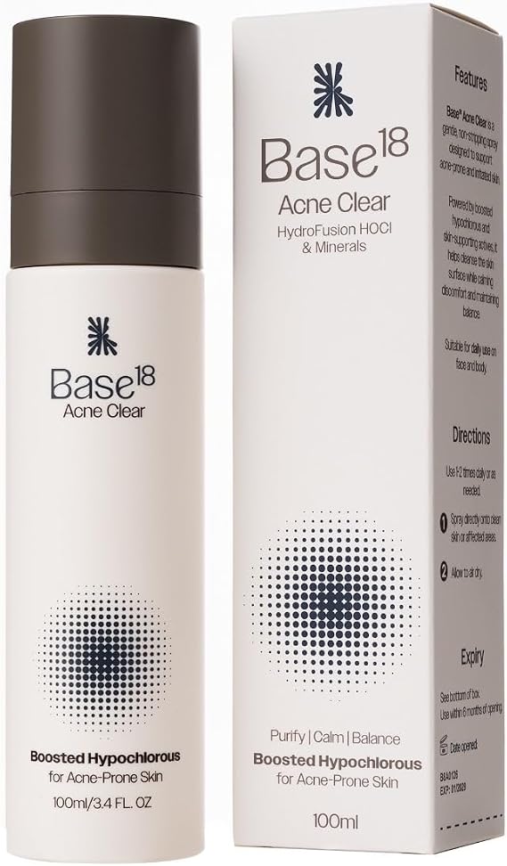 Acne Clear Hypochlorous Acid Spray 100ml | HOCL with Skin Electrolytes — Magnesium, Zinc & Strontium | Daily Calming Mist for Acne-Prone, Sensitive & Irritated Skin