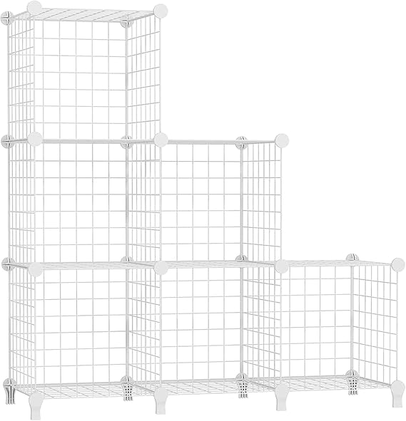 AWTATOS Cube Storage Unit, 6 Cube Wire Storage Shelves, Multifunctional DIY bookcases and Shelving Units Perfect for Office/Livingroom/kitchen/Bathroom, White USCIH06WE