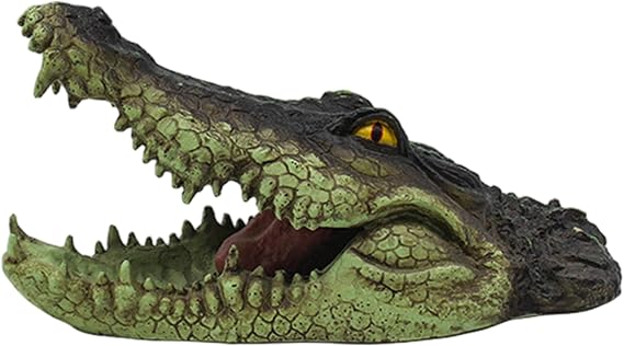 Alligator Head for Pool, Novelty Alligator Head Resin Animals Statues, Realistic Water Pond Decoy for Pool Pond Garden Balcony