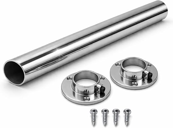 Round Wardrobe Rail 25mm Polished Chrome Hanging Tube for Wardrobes & Cupboards (400mm (0.4m) ~15.7″)