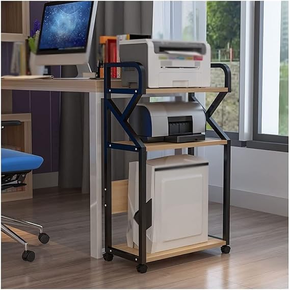 Printer Table Under Desk Printer Stand with Storage Mobile Printer Tables for Small Spaces Printer Cart with Wheels Rolling Printer Shelf Easy to use