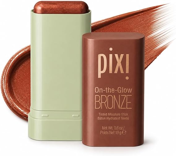 Pixi On-the-Glow Bronze - BeachGlow, Hydrating Tinted Moisture Bronzer Stick with Ginseng, Aloe Vera & Fruit Extracts, For Cheeks & Lips, 19g / 0.6oz, Paraben-Free