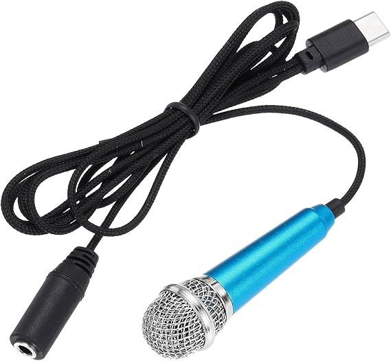 Sourcing Map Mini Microphone - Phone Type C Mic for Voice Recording, Blue