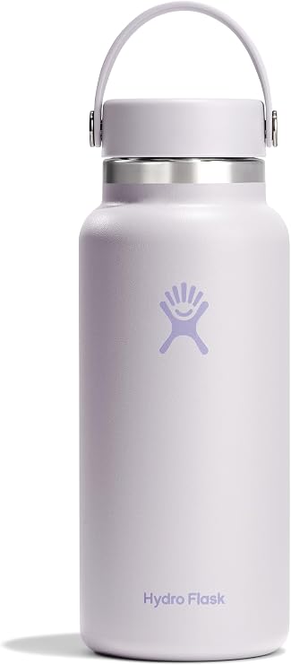 Hydro Flask Water Bottle - Insulated Stainless Steel - Wide Mouth Flex Lid, Non Spill, Leakproof and Refillable in 32 Oz Cloud Pink