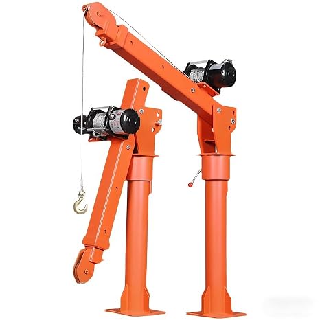 Electric Pickup Truck Crane, 500kg, Electric Winch 3500lbs12V, Steel Pickup Truck Jib Crane Hoist, 360° Rotation, With Boom, For Workshop, Construction, Logging Site, Pickup Truck Bed