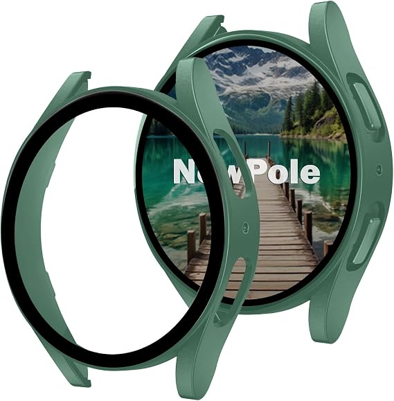 Newpole Galaxy Watch Fe 5 4 40MM için Watch Ekran Koruyucu Tam Kaplayan Watch Kasa Koruyucu Kılıf Yüksek Hassasiyetli Kılıf Samsung Watch 4 5 Fe 40MM ile Uyumludur (Yeşil)