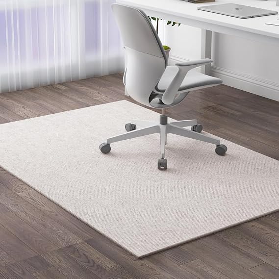 Surwin Square Office Chair Mat,Self-Adhesive Thick Easy Glide Carpet Protector Chair Mat,Anti-Scratch Non-Slip Floor Protector,Floor Mats for Wood/Tile Protection Mat for Office (Beige,30x30cm)