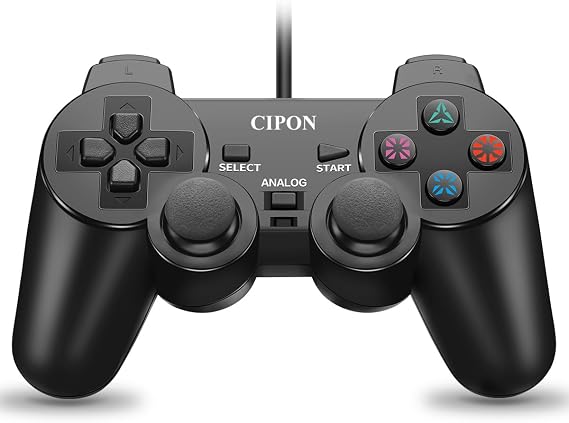 Wired Controller for PS-2 Console, Dual Vibration Gamepad 71 In Cable