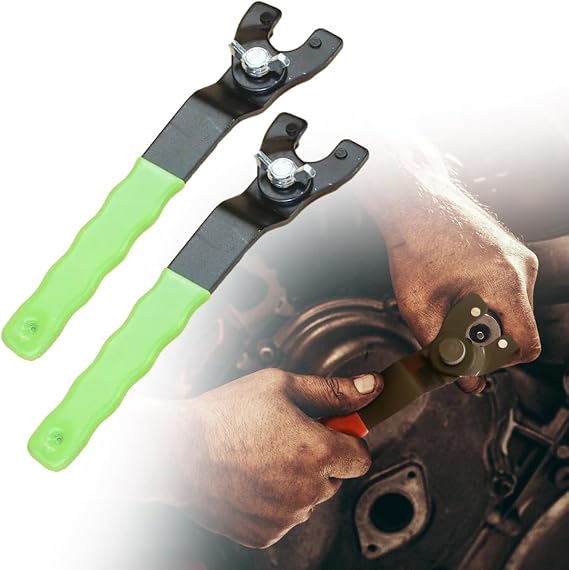 Drkicsy 2PCS Angle Grinder Wrench Thickened Disassembly Tool Adjustable, Lock-nut Grinder Wrench Adjustable Grinder Wrench Locknut Wrench Grinder Tool, Angle Grinder Socket Wrench Pin Wrench (Green)