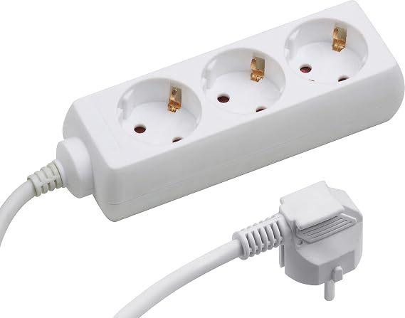 Meister 7430250 – 3-Way Power Strip (5 m Cable), White