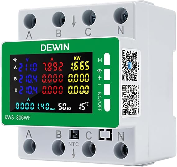 Electricity Meter 3 Phase 9 in 1 WLAN Tuya Smart Meter Digital Electricity Three Phase Current Meter AC 85-290V 0-80A Counter KWh Counter Ammeter