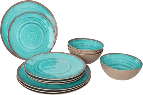 Bo-Camp - Dinnerware - Halo - 12 Pieces - Aqua