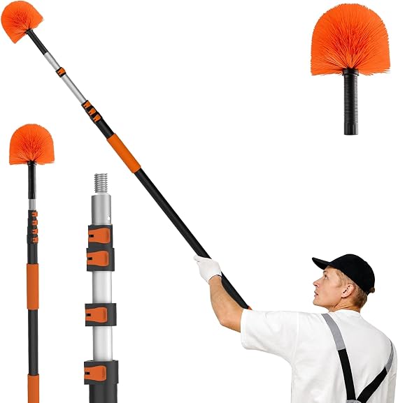LAANPOLE 6m Extendable Feather Duster, Cobweb Brush Extendable for Cleaning, Telescopic Long Handled Duster with Extension Pole for High Ceilings, Outdoor Indoor Use
