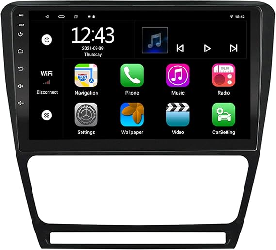 EZoneTronics Android Car Stereo for Skoda Octavia 2009-2013 with Wireless Carplay and Android Auto 10 inch Touch Screen GPS Navigation Mirror Link Bluetooth WiFi USB FM/RDS SWC DSP Player 2G + 32G