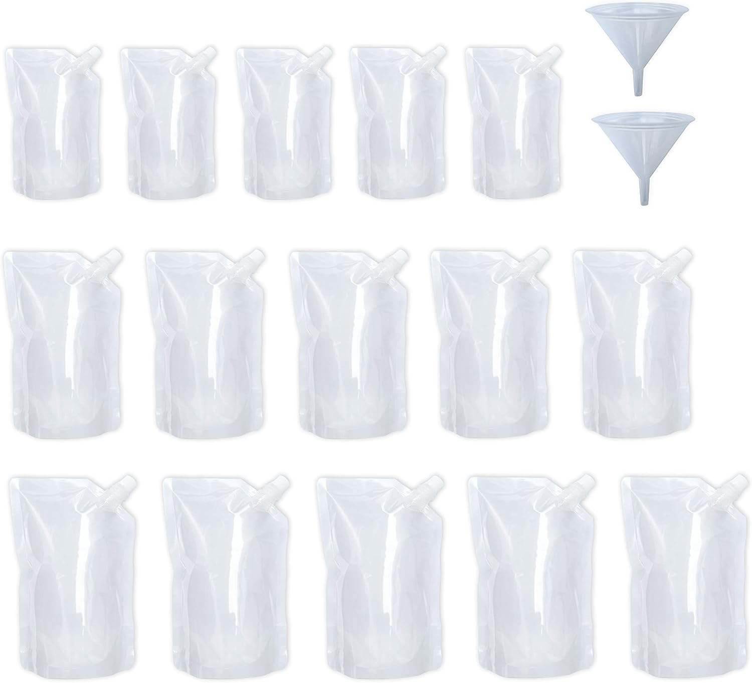 15pcs 3 Mixed Sizes Refillable Drink Pouches for Festivals Clear Travel Plastic Drinks Flasks Cruise Kit Reusable Alcohol Liquor Juice Bags Drink Container Party Halloween Cold Beverage