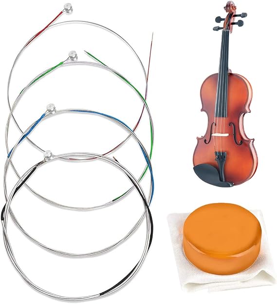 HONGECB Violin Strings, Steel Core, Universal Full Set, Classic Silver (G-D-A-E), Stainless Steel, for Beginners to Advanced