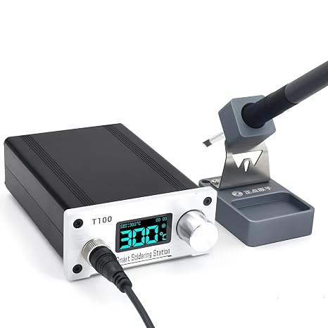 T100 Soldering Station Adjustable Temperature Electronic T12 Smart Welding Station OLED Digital Soldering Iron Tools 110V/220V(T100 Kit VI)