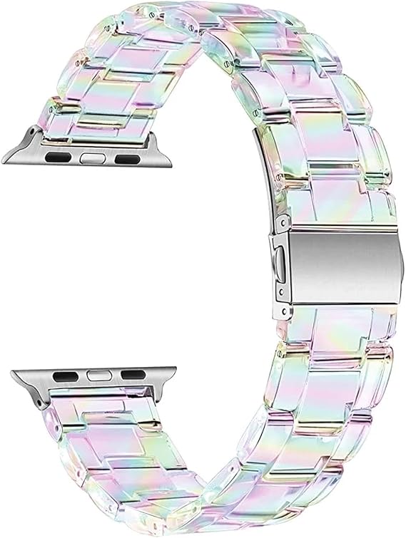 Microsonic Apple Watch SE 3 40mm için Kordon Stainless Transparent Clear Çok Renkli [Watch SE 3 40mm ile Uyumlu Kordon - Çok Renkli]