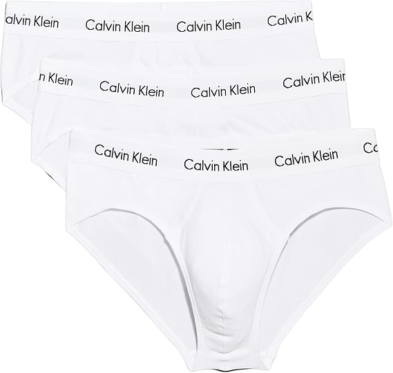 Calvin Klein Cotton Stretch 3 Pack Brief, Black with Red/Green/Navy