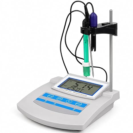 Digital Benchtop pH Meter, 6-in-1 Laboratory Water Quality Meter with pH, ORP, EC, TDS, CF & Temperature, Professional Lab Tester for Laboratory, Aquarium & Agriculture